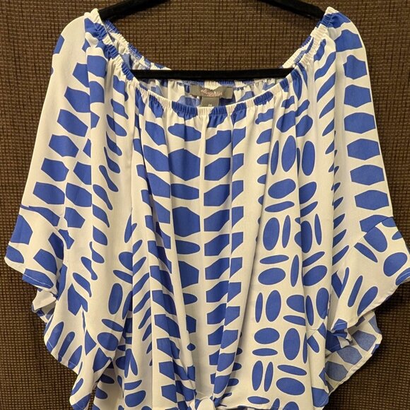 Olivia & Martin Womens Plus Size 2X 3/4 Ruffled Sleeves Tie Front Blouse B bbmis - Picture 1 of 5